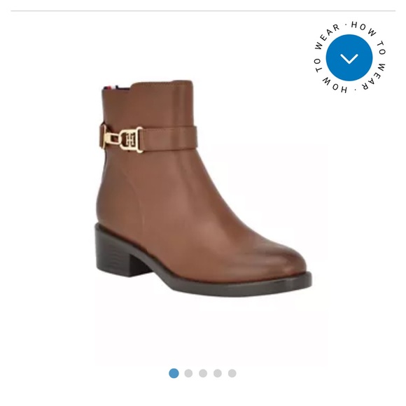 Tommy Hilfiger Dark Natural Brown Leather Women's Boots - Picture 1 of 9